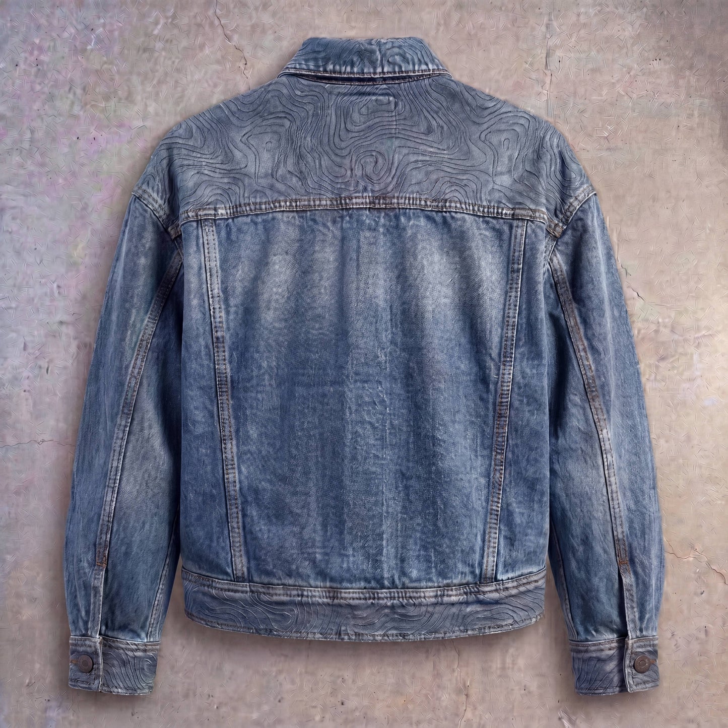 Persona Textured Denim Jacket : Topographic Design