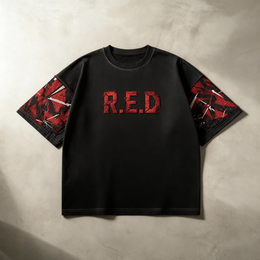 R.E.D - Heavyweight T-shirt : Mixed Media Applique