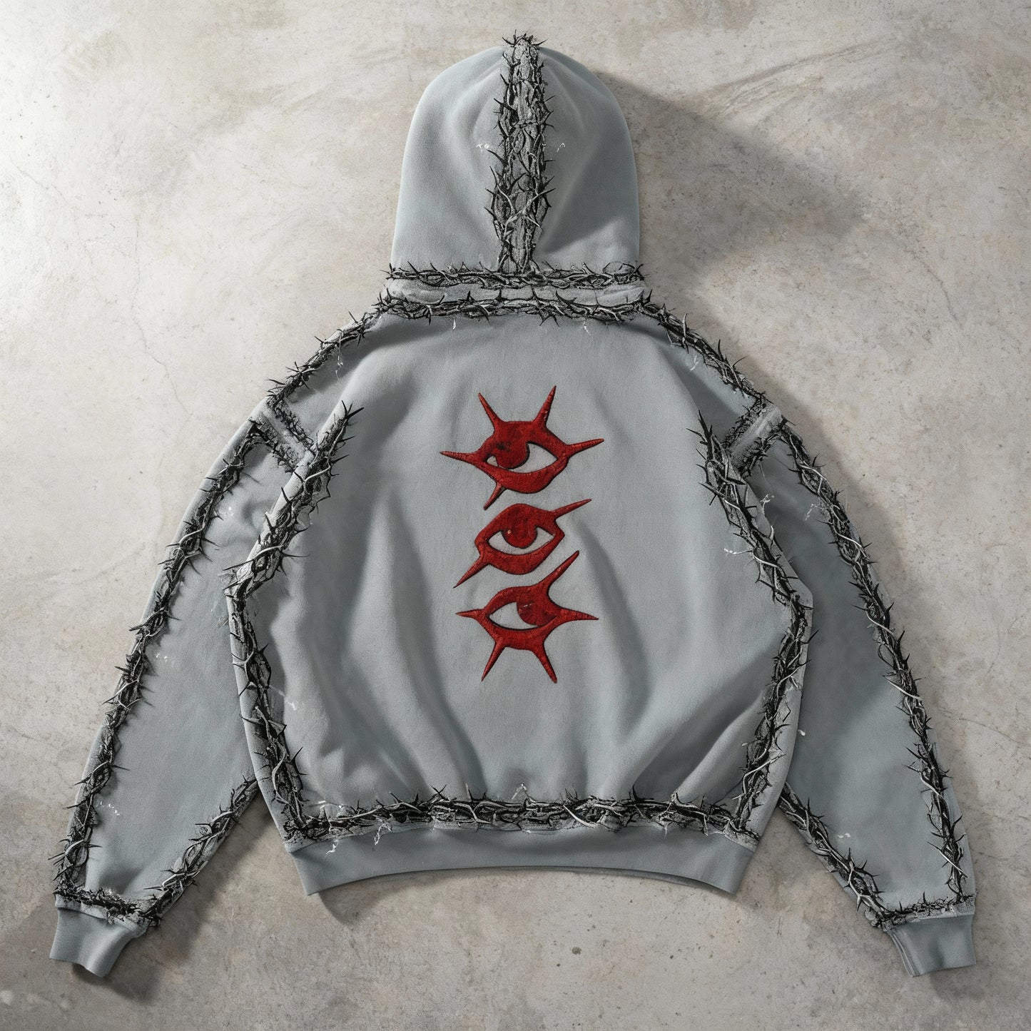 Grey Rebels – Heavyweight Hoodie : Thorns Embroidered
