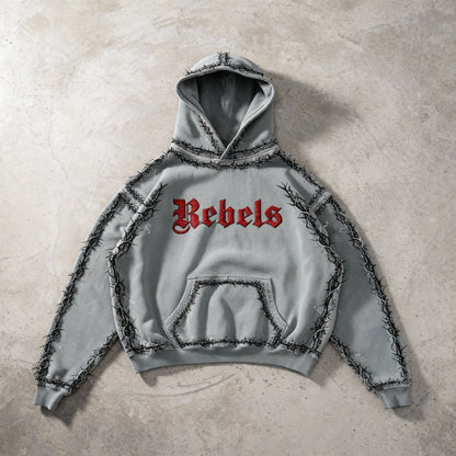 Grey Rebels – Heavyweight Hoodie : Thorns Embroidered
