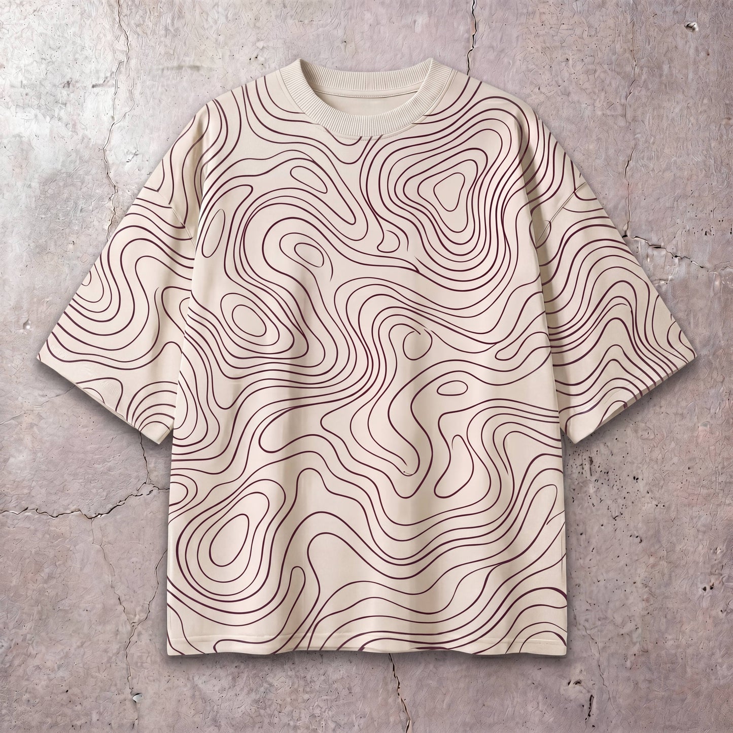 Boxy Graphic T-Shirt: Topographic Design