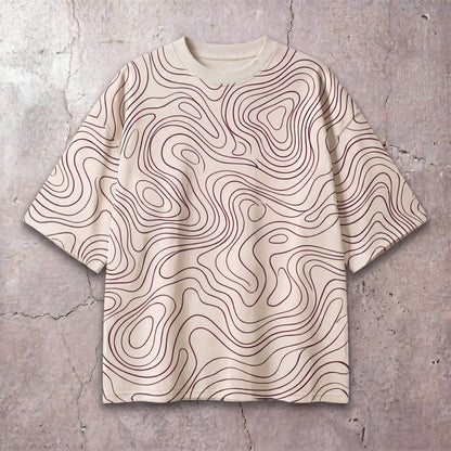 Boxy Graphic T-Shirt: Topographic Design