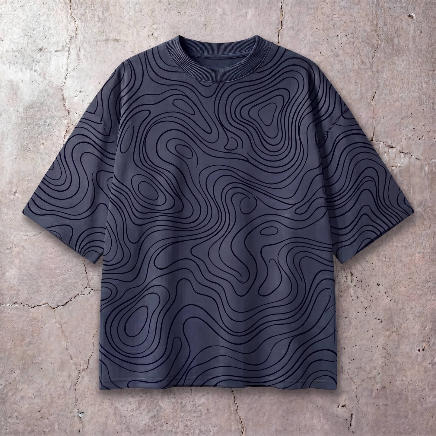 Boxy Graphic T-Shirt: Topographic Design