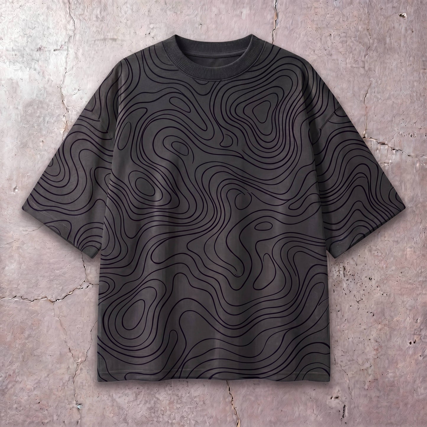 Boxy Graphic T-Shirt: Topographic Design