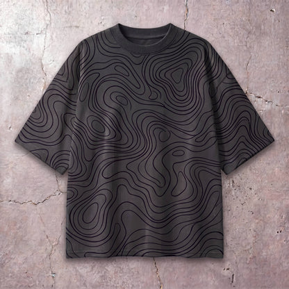Boxy Graphic T-Shirt: Topographic Design
