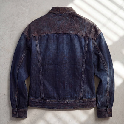 Persona Textured Denim Jacket : Topographic Design