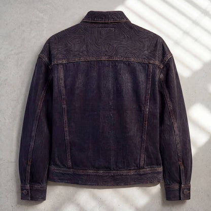 Persona Textured Denim Jacket : Topographic Design