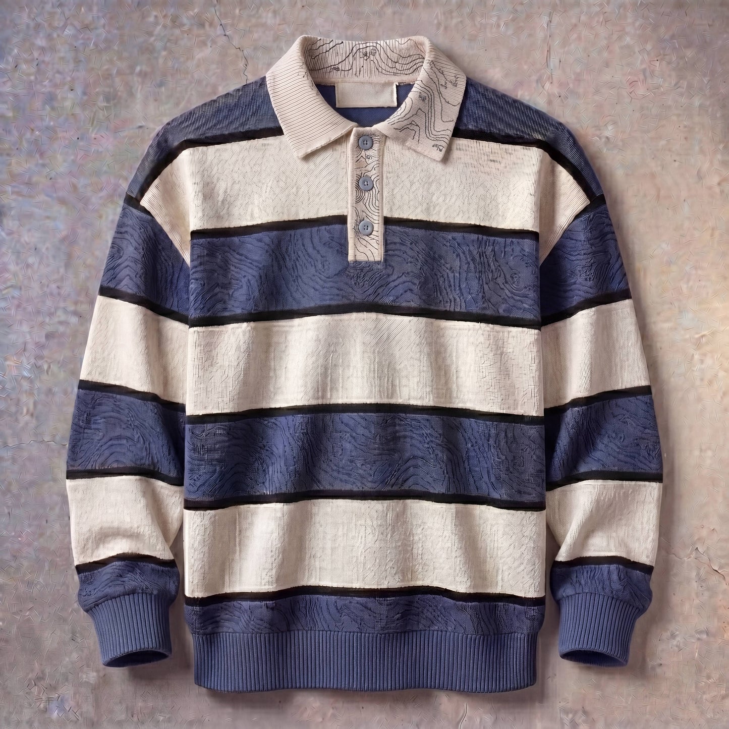 Persona Long Sleeve Polo : Topographic Design