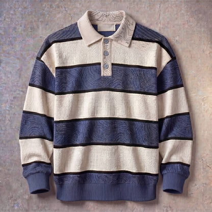 Persona Long Sleeve Polo : Topographic Design