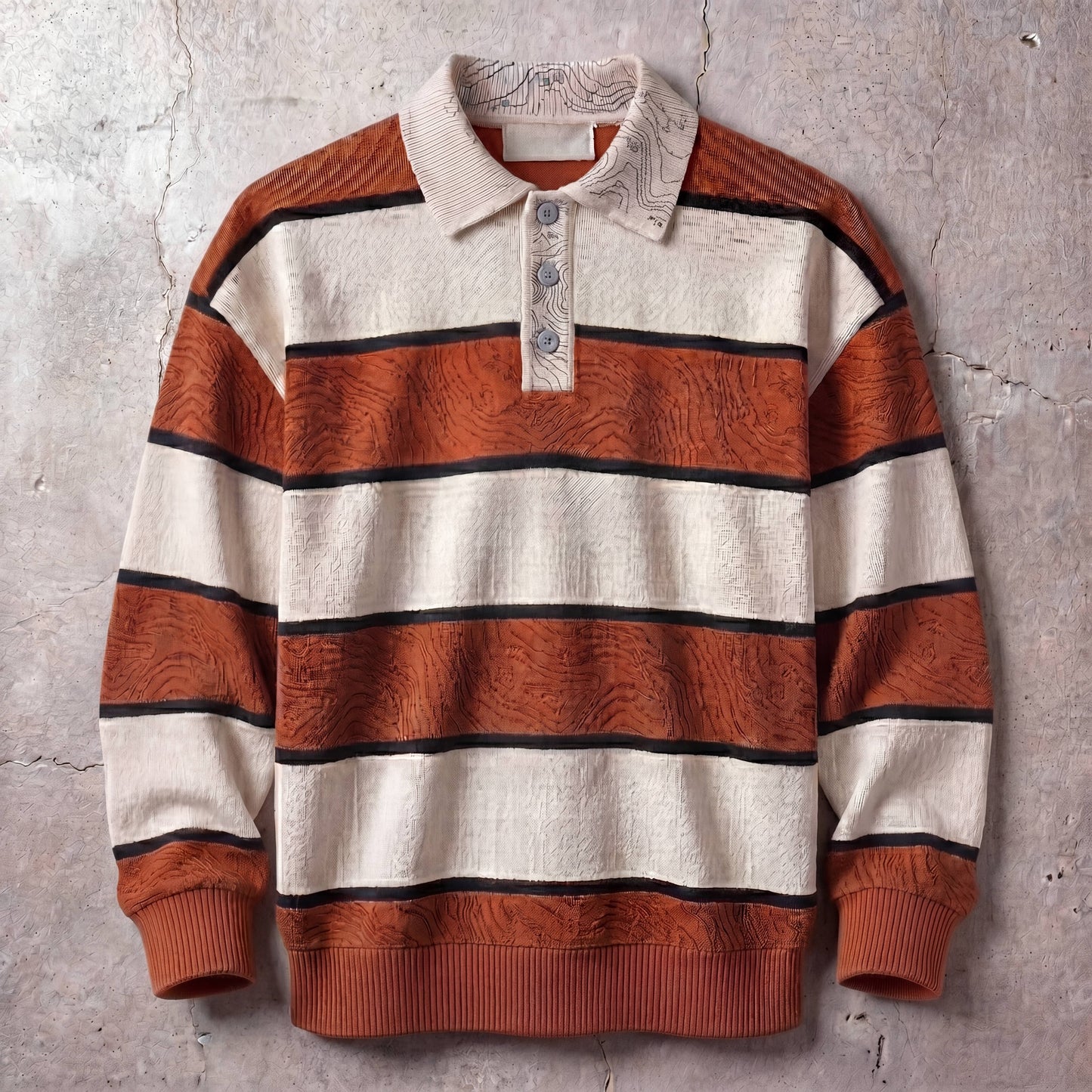 Persona Long Sleeve Polo : Topographic Design